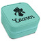 Orchids Travel Jewelry Box - Teal Leather (Personalized)