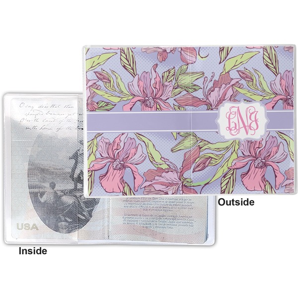 Orchids Vinyl Passport Holder - Flat Front and Back