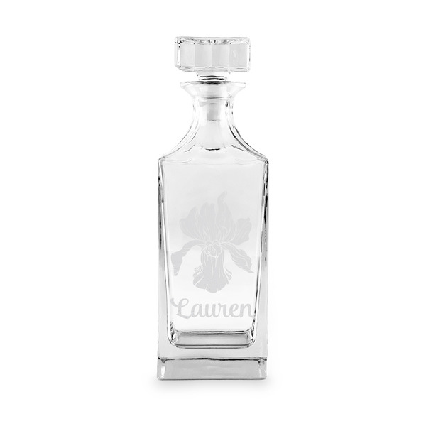 Custom Orchids Whiskey Decanter - 30 oz Square (Personalized)