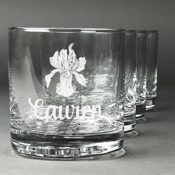 Custom Orchids Whiskey Glasses (Set of 4) (Personalized)
