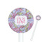 Orchids 5.5" Round Plastic Stir Sticks - White - Single Sided (Personalized)