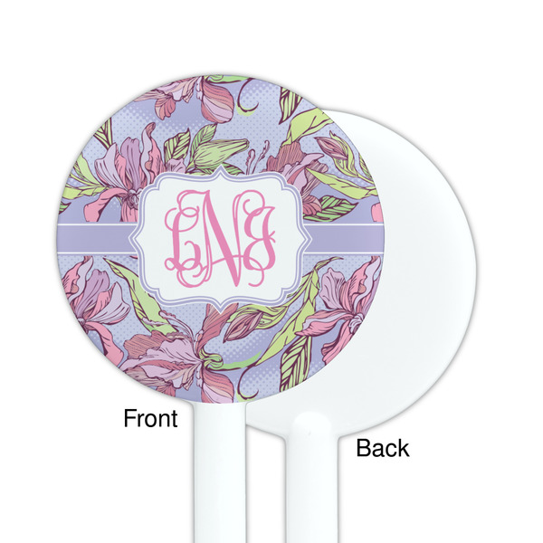 Orchids White Plastic 5.5" Stir Stick - Single Sided - Round - Front & Back