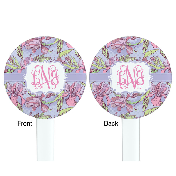 Orchids White Plastic 7" Stir Stick - Double Sided - Round - Front & Back