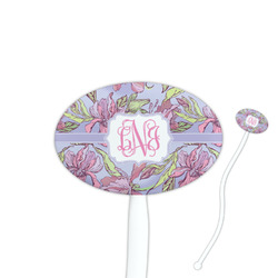 Orchids 7" Oval Plastic Stir Sticks - White - Single Sided (Personalized)