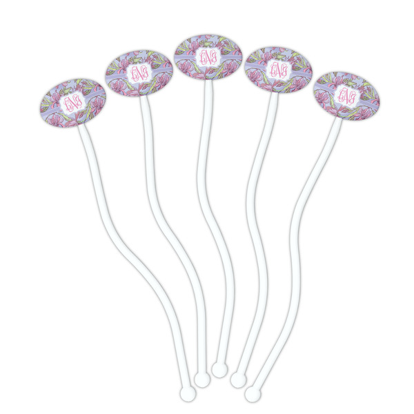 Orchids White Plastic 7" Stir Stick - Oval - Fan