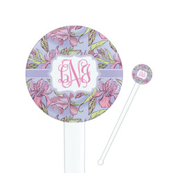 Orchids 7" Round Plastic Stir Sticks - White - Double Sided (Personalized)