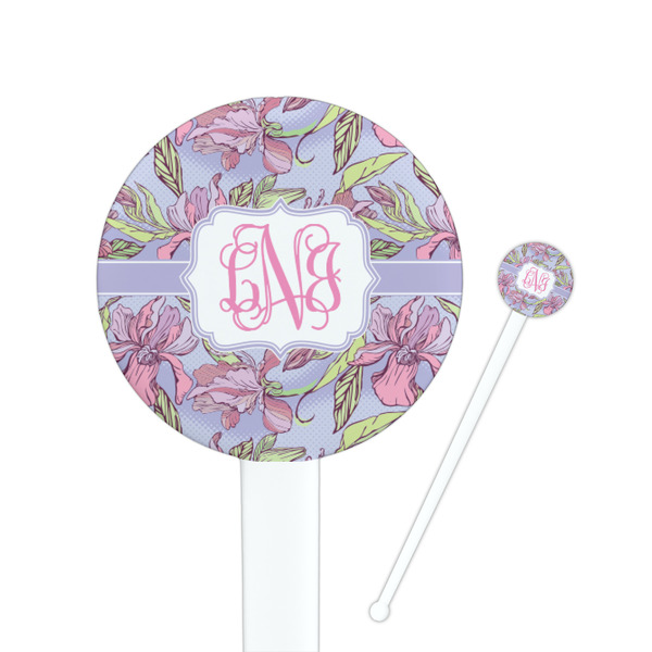 Custom Orchids 7" Round Plastic Stir Sticks - White - Double Sided (Personalized)