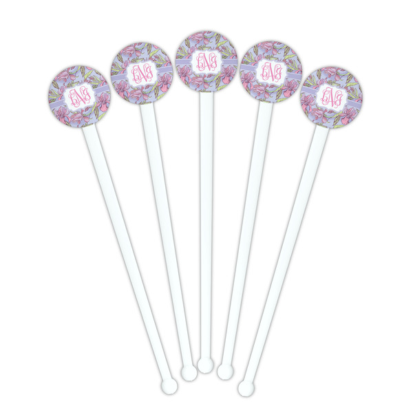 Orchids White Plastic 7" Stir Stick - Round - Fan View