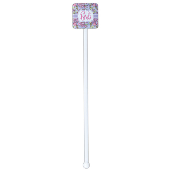 Orchids White Plastic Stir Stick - Single Sided - Square - Single Stick