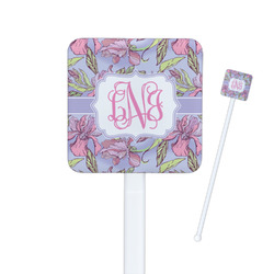 Orchids Square Plastic Stir Sticks - Double Sided (Personalized)