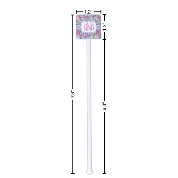 Orchids White Plastic Stir Stick - Square - Dimensions