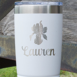 Orchids 20 oz Stainless Steel Tumbler - White - Single Sided (Personalized)