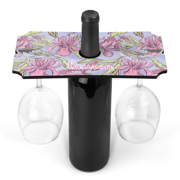 Custom Orchids Wine Bottle & Glass Holder (Personalized)