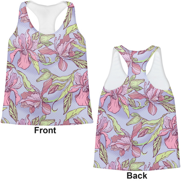 Orchids Womens Racerback Tank Tops - Medium - Front and Back