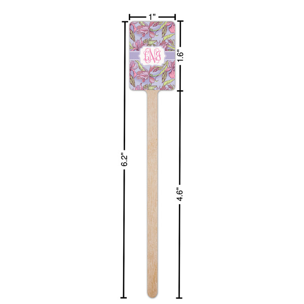 Orchids Wooden 6.25" Stir Stick - Rectangular - Dimensions
