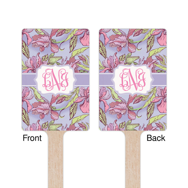 Orchids Wooden 6.25" Stir Stick - Rectangular - Double Sided - Front & Back