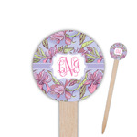 Orchids 6" Round Wooden Food Picks - Double Sided (Personalized)