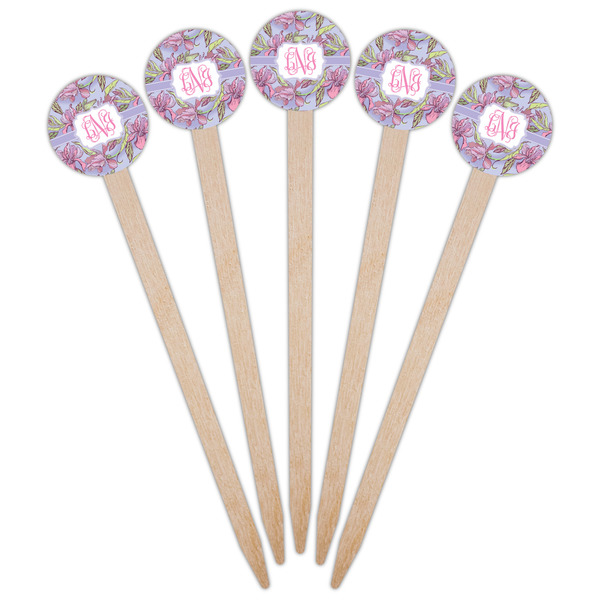 Orchids Wooden 6" Food Pick - Round - Fan View