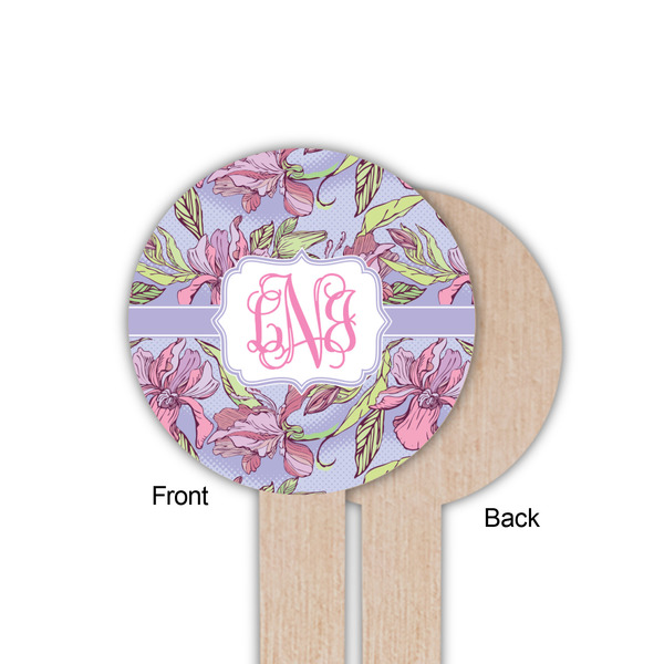 Orchids Wooden 6" Food Pick - Round - Single Sided - Front & Back