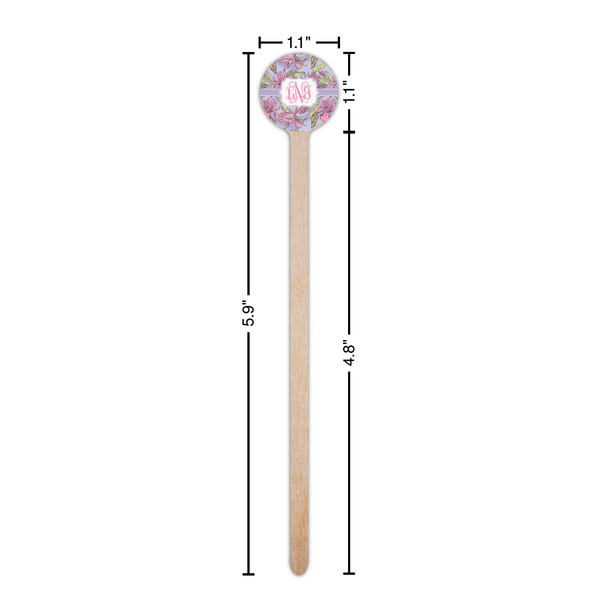 Orchids Wooden 6" Stir Stick - Round - Dimensions