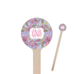 Orchids 7.5" Round Wooden Stir Sticks - Double Sided (Personalized)