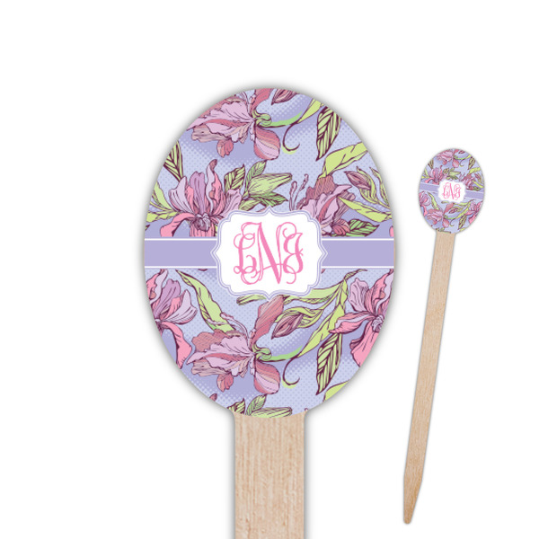 Custom Orchids Oval Wooden Food Picks (Personalized)