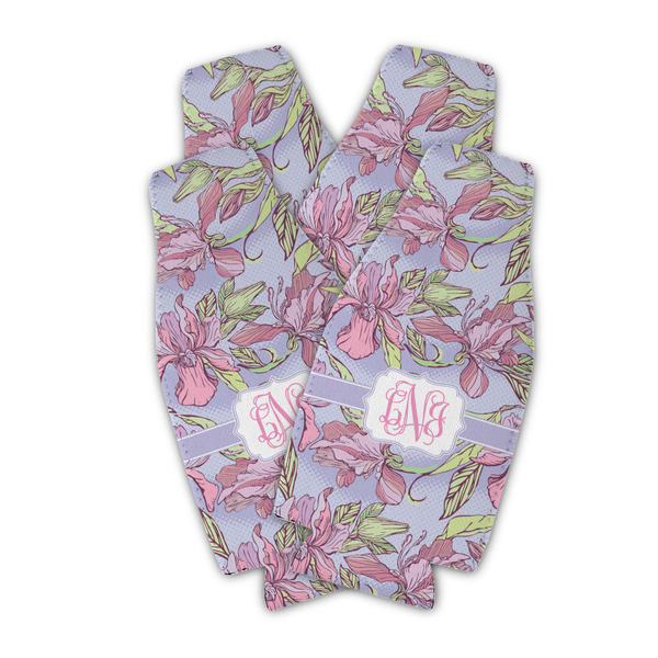 Orchids Zipper Bottle Cooler - Set of 4 - PARENT MAIN (flat)