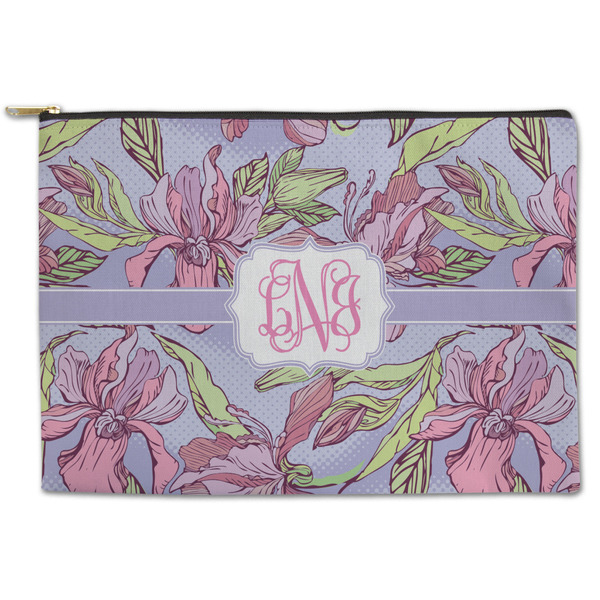 Custom Orchids Zipper Pouch - Large - 12.5"x8.5" (Personalized)