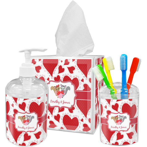 Cute Raccoon Couple Bathroom Accessories Set (Personalized)