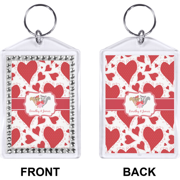 Cute Raccoon Couple Bling Keychain (Front + Back)