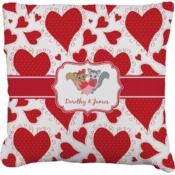 Cute Squirrel Couple Faux-Linen Throw Pillow (Personalized)