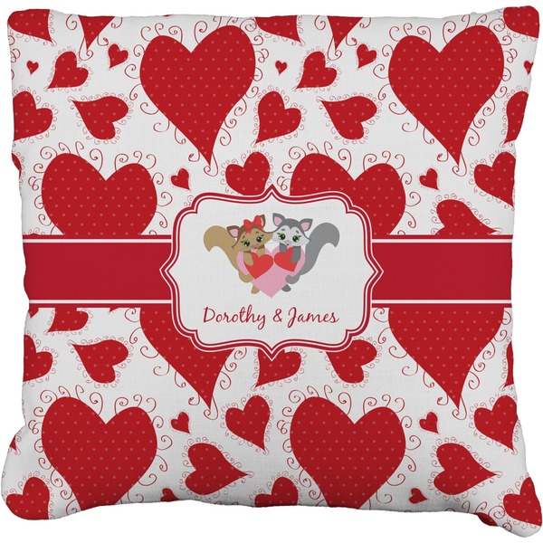 Custom Cute Squirrel Couple Faux-Linen Throw Pillow (Personalized)