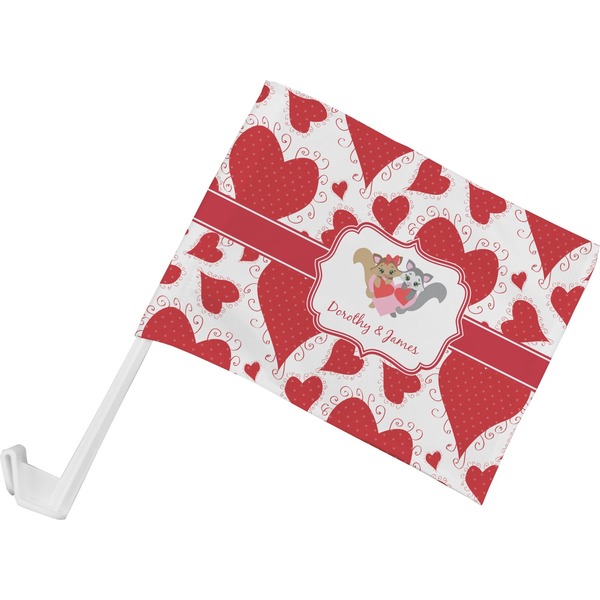 Custom Cute Squirrel Couple Car Flag - Small w/ Couple's Names