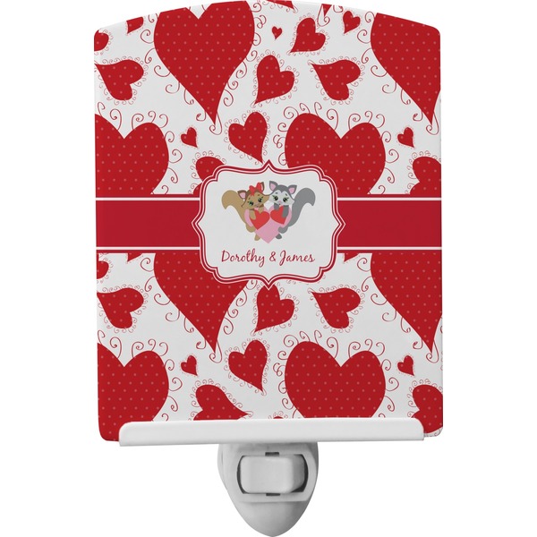 Custom Cute Raccoon Couple Ceramic Night Light (Personalized)