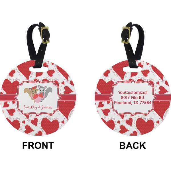 Cute Raccoon Couple Circle Luggage Tag (Front + Back)