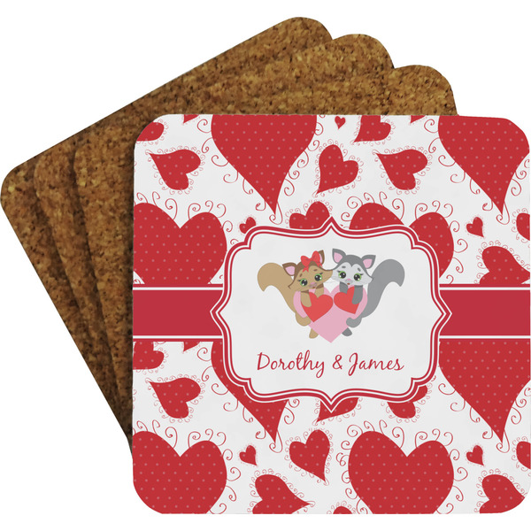 Cute Raccoon Couple Coaster Set (Personalized)