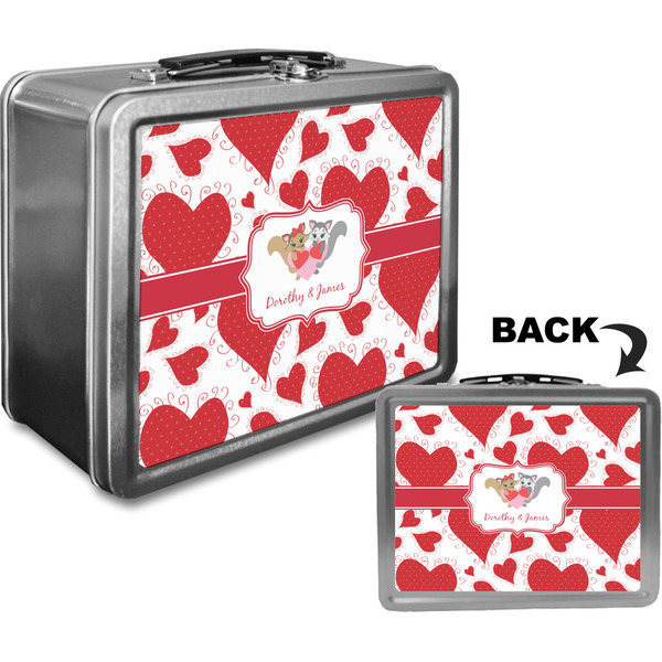 Cute Raccoon Couple Custom Lunch Box / Tin Approval