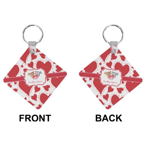 Cute Raccoon Couple Diamond Keychain (Front + Back)