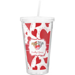 Cute Raccoon Couple Double Wall Tumbler with Straw (Personalized)