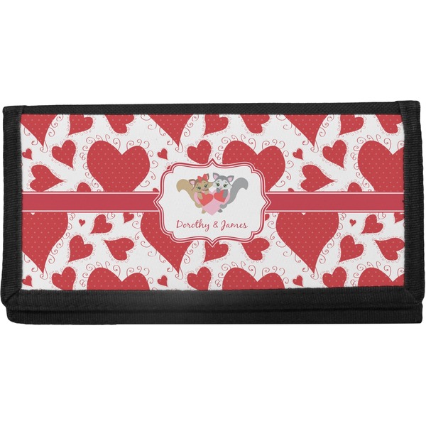 Custom Cute Squirrel Couple Canvas Checkbook Cover (Personalized)