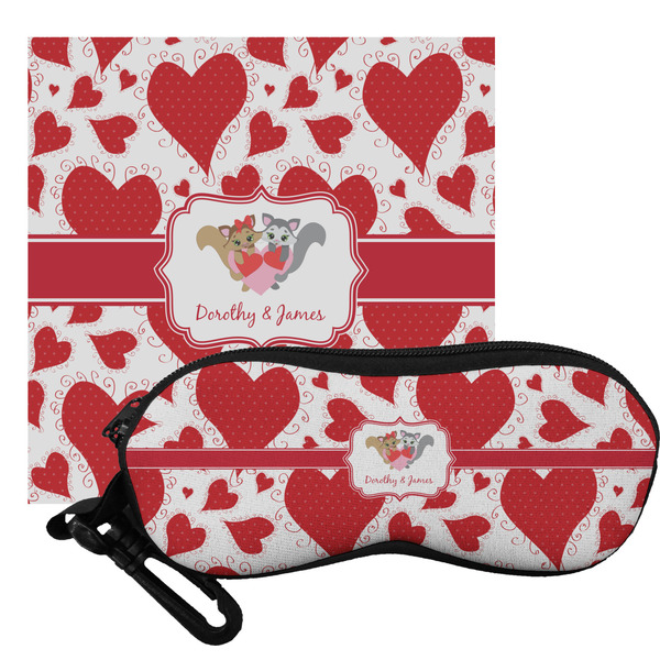 Custom Cute Raccoon Couple Eyeglass Case & Cloth (Personalized)