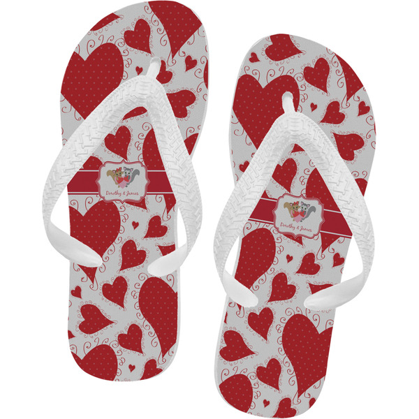 Custom Cute Raccoon Couple Flip Flops - Small (Personalized)