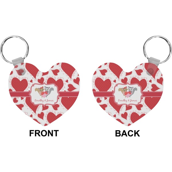 Cute Raccoon Couple Heart Keychain (Front + Back)