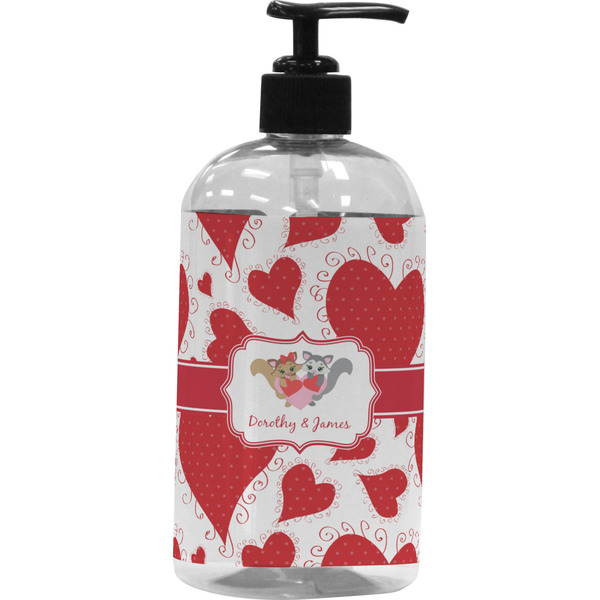 Custom Cute Raccoon Couple Plastic Soap / Lotion Dispenser (Personalized)