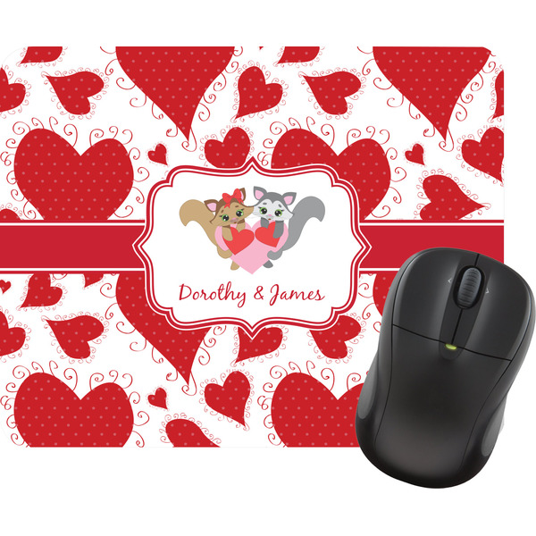 Custom Cute Squirrel Couple Rectangular Mouse Pad (Personalized)