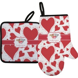 Cute Squirrel Couple Oven Mitt & Pot Holder Set w/ Couple's Names