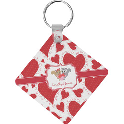 Cute Squirrel Couple Diamond Plastic Keychain w/ Couple's Names