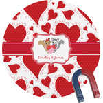 Cute Squirrel Couple Round Fridge Magnet (Personalized)