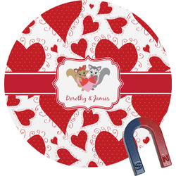 Cute Squirrel Couple Round Fridge Magnet (Personalized)