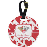 Cute Squirrel Couple Plastic Luggage Tag - Round (Personalized)